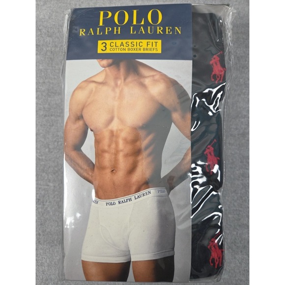 Polo Ralph Lauren Other - Polo Ralph Lauren Classic Fit Cotton Boxer Briefs Mens L Black Red Pony NEW